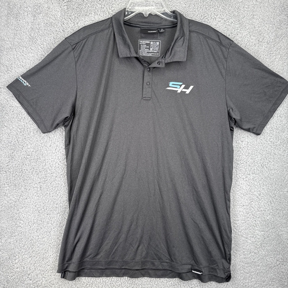 Truewerk Tech Work Polo Shirt Mens XL Black Stretch Stewart Haas & Ford Logos